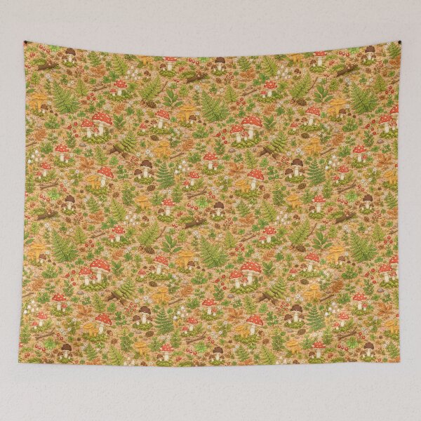 Item preview, Cheerful Cottagecore Forest Floor Seamless Pattern | Cute Cartoon Mushrooms & Ferns designed and sold by nouhaZN.