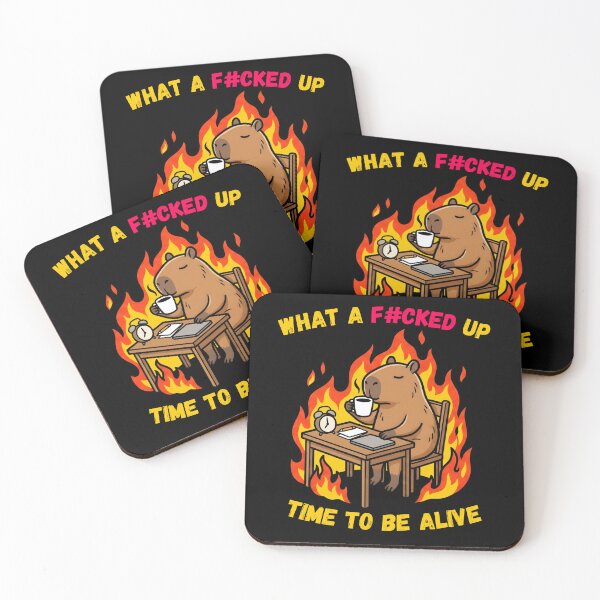 Item preview, What A F#cked Up Time To Be Alive Relaxed Capybara Coffee designed and sold by LeSoniPapaPrint.