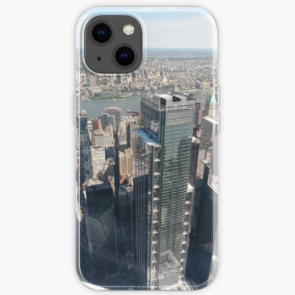 #Manhattan, #NewYorkCity, #downtown, #NewYork, skyscrapers, river, Hudson, bridges, streets iPhone Soft Case