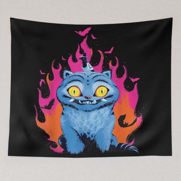 Item preview, Blue Cheshire Cat Halloween Fantasy Glowing Eyes Spooky Magical Creature designed and sold by GalenoHenley.