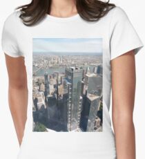 Manhattan, New York City, downtown, #Manhattan, #NewYorkCity, #downtown, #NewYork, skyscrapers, river, Hudson, bridges, streets Women's Fitted T-Shirt