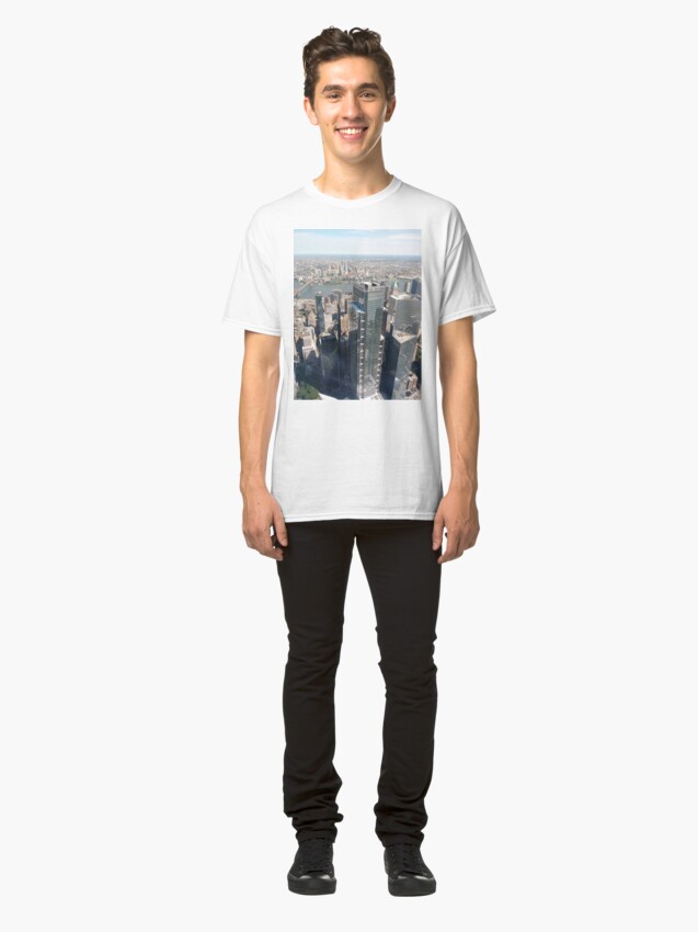 Alternate view of #Manhattan, #NewYorkCity, #downtown, #NewYork, skyscrapers, river, Hudson, bridges, streets Classic T-Shirt