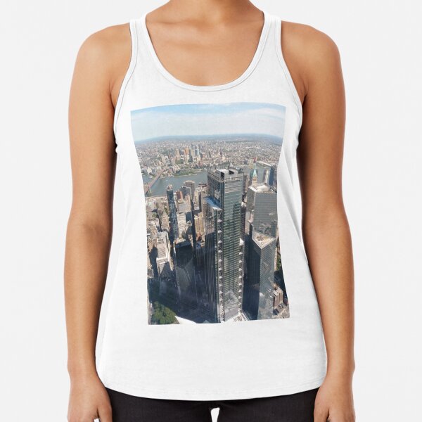 #Manhattan, #NewYorkCity, #downtown, #NewYork, skyscrapers, river, Hudson, bridges, streets Racerback Tank Top