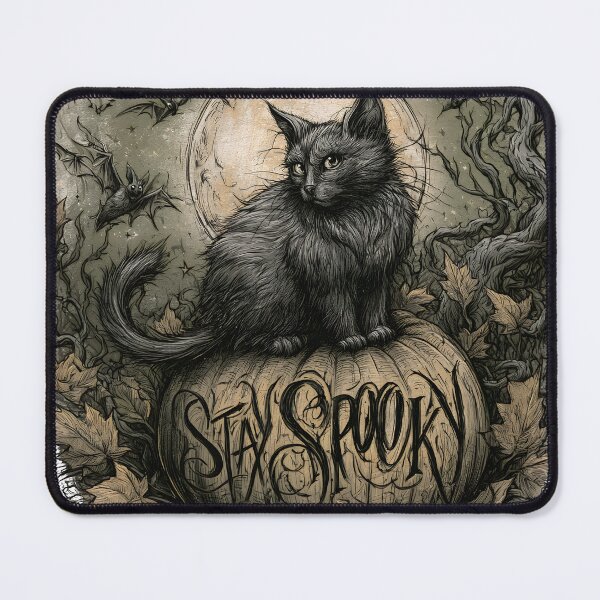 Item preview, Stay Spooky Black Cat Vintage Halloween Moon designed and sold by KAM-KAM-STORE.