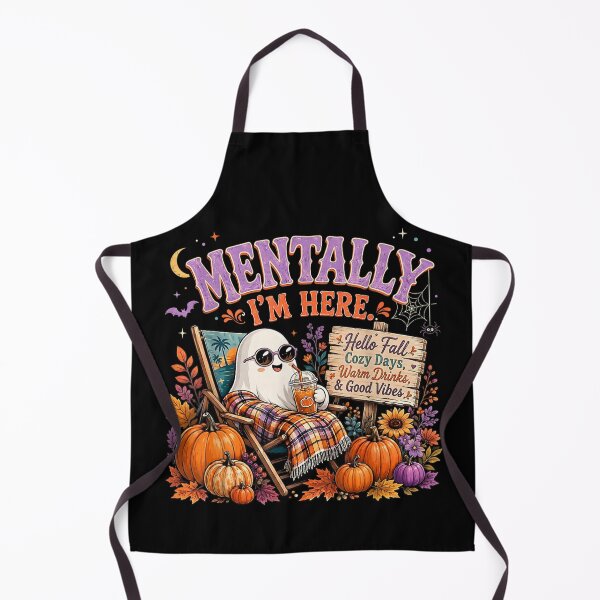 Item preview, Mentally Im Here Cozy Ghost Autumn Pumpkin Season Funny Fall Vibes designed and sold by GalenoHenley.