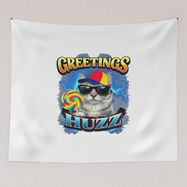 Item preview, Greetings Huzz Funny Lollipop Cat Meme designed and sold by Detinpenlea55.