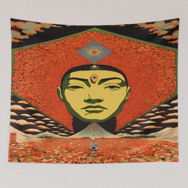 Item preview, Vintage Japanese Art Poster – Surreal Third Eye Wall Decor with Bold Colors for Zen and Meditative Spaces  designed and sold by Resilient Art Gallery.