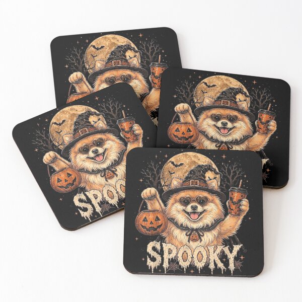 Item preview, Spooky Pomeranian Witch Holding Pumpkin Bucket Halloween Coffee Moon Magic designed and sold by GalenoHenley.