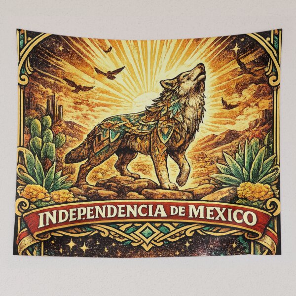 Item preview, Born Free Wolf | Independencia de Mexico Vintage Patriotic Artwork designed and sold by irfanshikh.
