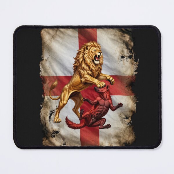 Item preview, Heraldic Rampant Lion Attacking Hyena - England Flag Crest designed and sold by The store under the battleship :).