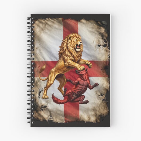 Item preview, Heraldic Rampant Lion Attacking Hyena - England Flag Crest designed and sold by The store under the battleship :).