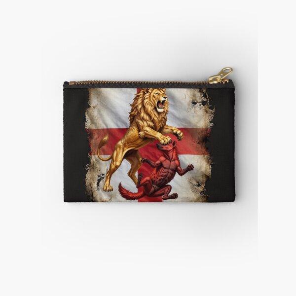 Item preview, Heraldic Rampant Lion Attacking Hyena - England Flag Crest designed and sold by The store under the battleship :).