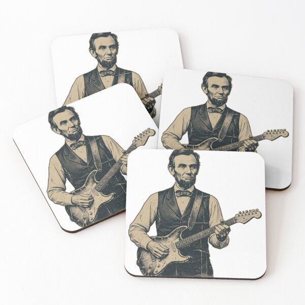 Item preview, Abraham Lincoln Playing Electric Guitar Vintage Rock Musician Art designed and sold by raedattia.