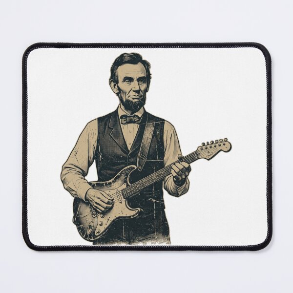 Item preview, Abraham Lincoln Playing Electric Guitar Vintage Rock Musician Art designed and sold by raedattia.