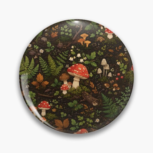 Item preview, Dark Cottagecore Forest Floor Seamless Pattern | Cute Cartoon Mushrooms & Ferns designed and sold by nouhaZN.