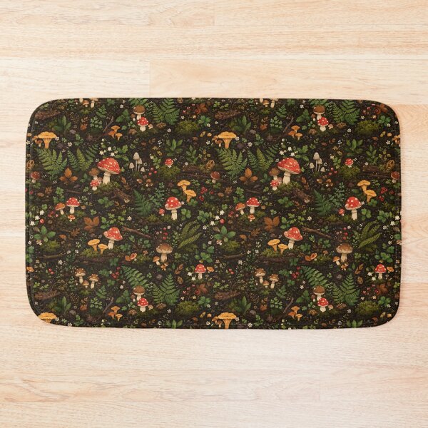 Item preview, Dark Cottagecore Forest Floor Seamless Pattern | Cute Cartoon Mushrooms & Ferns designed and sold by nouhaZN.