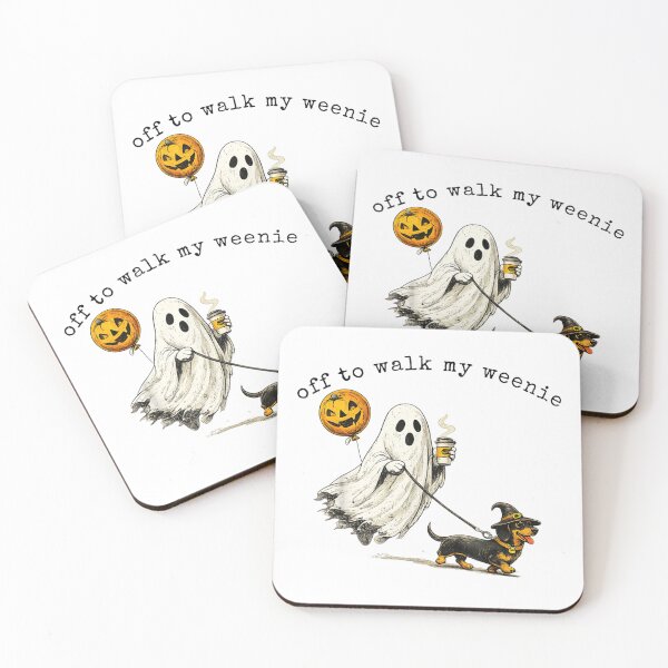 Item preview, Ghost Walking Dachshund With Coffee Funny Halloween Pet Lover Design designed and sold by GalenoHenley.