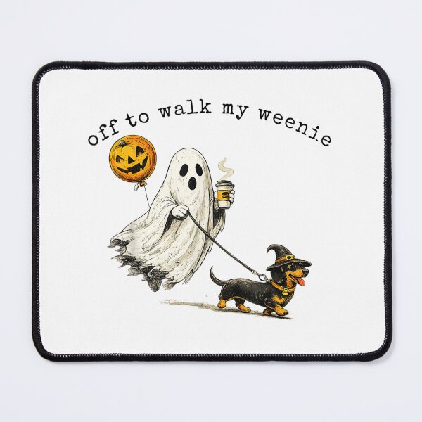 Item preview, Ghost Walking Dachshund With Coffee Funny Halloween Pet Lover Design designed and sold by GalenoHenley.