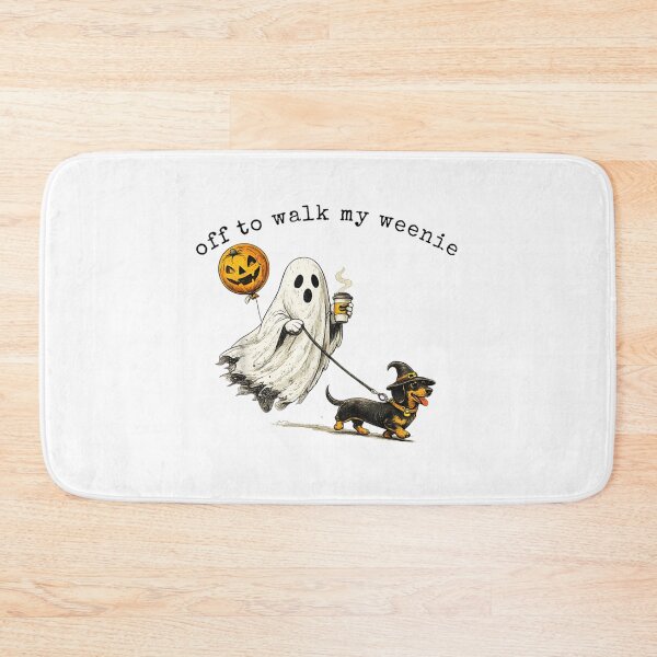 Item preview, Ghost Walking Dachshund With Coffee Funny Halloween Pet Lover Design designed and sold by GalenoHenley.