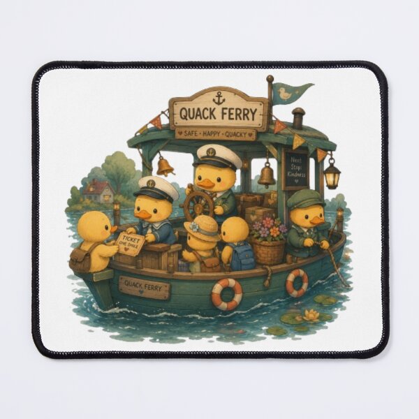 Item preview, Quack Ferry Cute Ducks Running River Boat Art designed and sold by Miheerala.