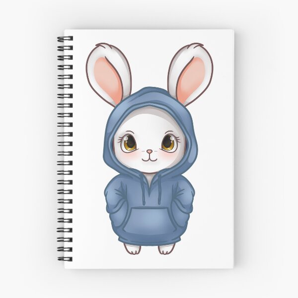 Item preview, Cute Anime Style White Bunny in Blue Hoodie designed and sold by vasetti-press.