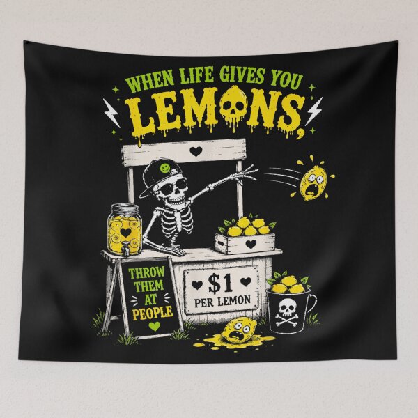 Item preview, Funny Skeleton Lemonade Stand Throw Lemons At People Halloween Humor designed and sold by DuneHaicna.
