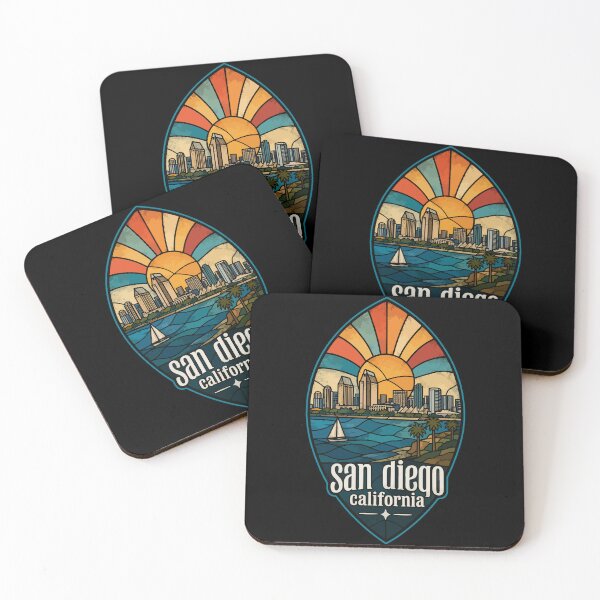 Item preview, San Diego California Coast Retro Stained Glass Art designed and sold by TomFrontierArt.