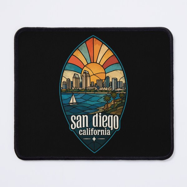 Item preview, San Diego California Coast Retro Stained Glass Art designed and sold by TomFrontierArt.