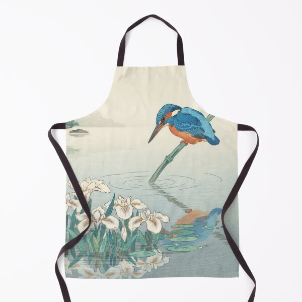 Item preview, Kingfisher and White Iris Pond Shin-Hanga Wall Art | Ohara Koson Inspired Japanese Woodblock Print | Serene Nature Decor designed and sold by Tamas Das.