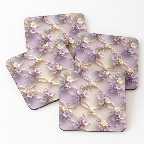 Item preview, Lavender Floral Lattice Mesh Pattern designed and sold by IntelliMindDesigns.