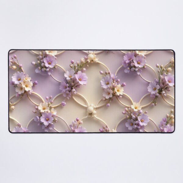 Item preview, Lavender Floral Lattice Mesh Pattern designed and sold by IntelliMindDesigns.