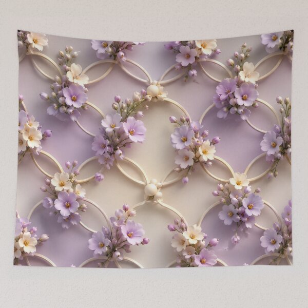Item preview, Lavender Floral Lattice Mesh Pattern designed and sold by IntelliMindDesigns.
