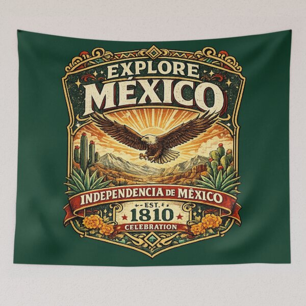 Item preview, Explore Mexico Eagle Vintage Independence Day 1810 Retro Mexican Travel T-Shirt designed and sold by irfanshikh.