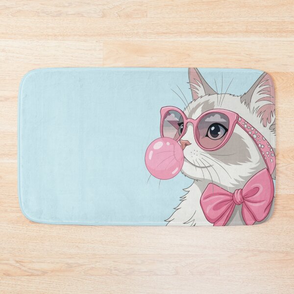 Item preview, Cool White Cat with Pink Sunglasses and Bubblegum Bow Tie designed and sold by BrownHorse90s.