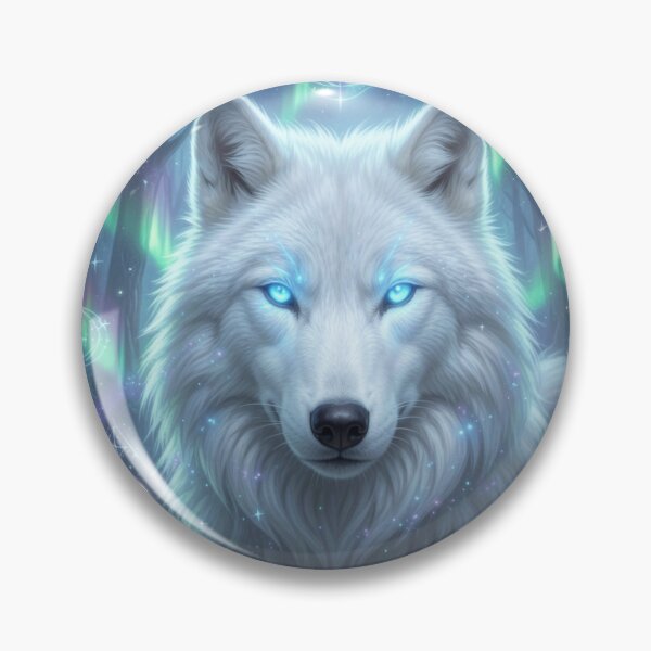 Item preview, Celestial White Wolf | Northern Lights Fantasy Art designed and sold by JanjjaSoulInk.
