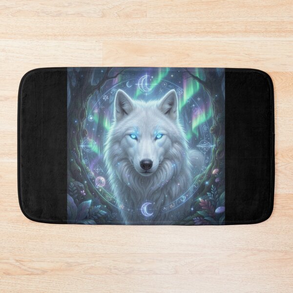 Item preview, Celestial White Wolf | Northern Lights Fantasy Art designed and sold by JanjjaSoulInk.