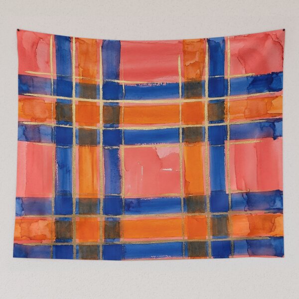 Item preview, Blue Orange Plaid Pattern  designed and sold by GraphicsClub.