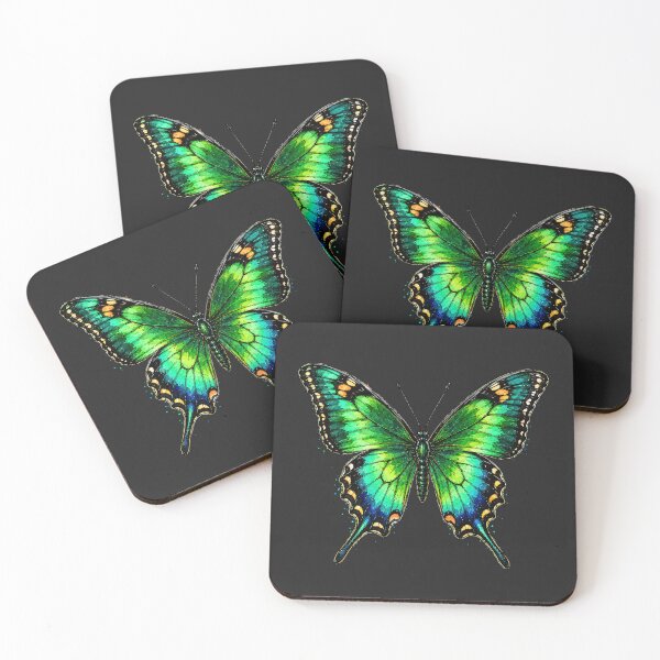 Item preview, Emerald Swallowtail Butterfly Watercolor Art – Colorful Nature Illustration designed and sold by ColorSplash123.