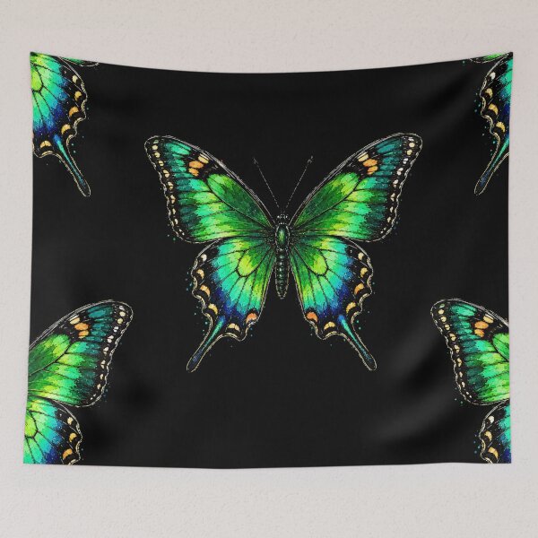 Item preview, Emerald Swallowtail Butterfly Watercolor Art – Colorful Nature Illustration designed and sold by ColorSplash123.