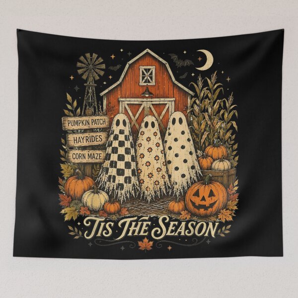 Item preview, Its The Season Ghosts Pumpkin Patch Barn Cozy Autumn Farm Festival designed and sold by DuneHaicna.