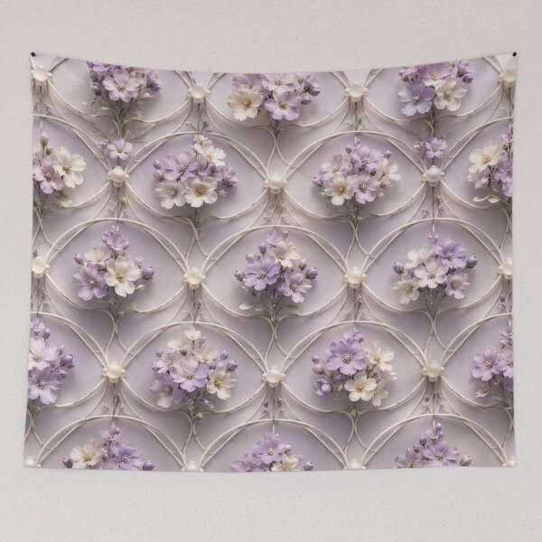 Item preview, Soft Purple Scalloped Floral Pattern designed and sold by IntelliMindDesigns.