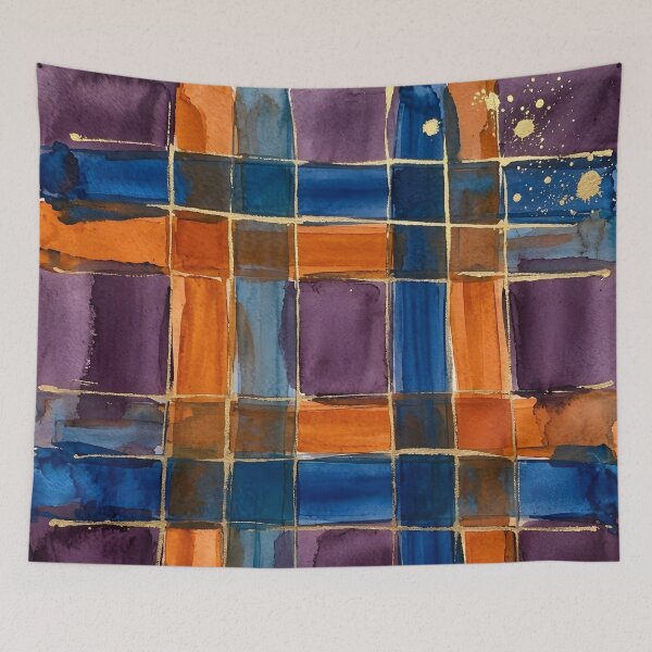 Item preview, Blue Orange Plaid Pattern  designed and sold by GraphicsClub.