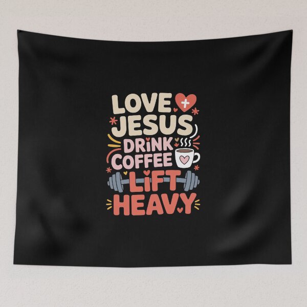 Item preview, LOVE JESUS DRINK COFFEE LIFT HEAVY designed and sold by jkrphoto.
