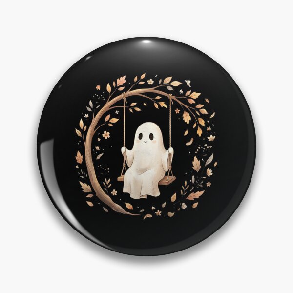 Item preview, Cute Ghost Swinging Beneath Autumn Tree Cozy Halloween Cottagecore Aesthetic Scene designed and sold by DienesAngele.