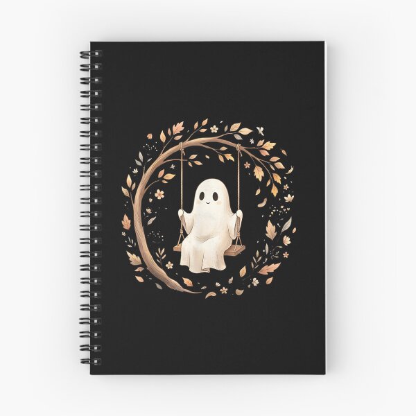 Item preview, Cute Ghost Swinging Beneath Autumn Tree Cozy Halloween Cottagecore Aesthetic Scene designed and sold by DienesAngele.