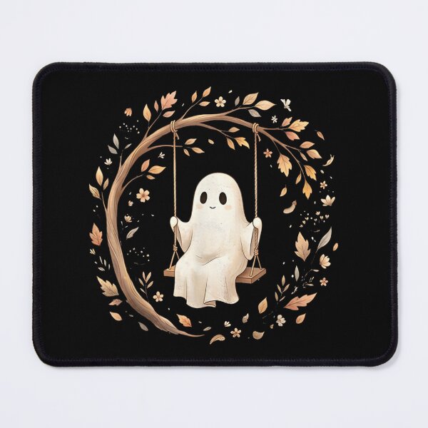 Item preview, Cute Ghost Swinging Beneath Autumn Tree Cozy Halloween Cottagecore Aesthetic Scene designed and sold by DienesAngele.