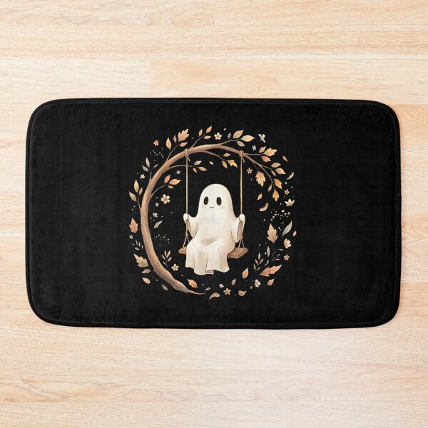 Item preview, Cute Ghost Swinging Beneath Autumn Tree Cozy Halloween Cottagecore Aesthetic Scene designed and sold by DienesAngele.