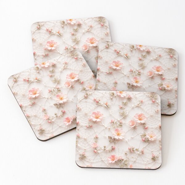 Item preview, Soft Peach Tiny Floral Mesh designed and sold by IntelliMindDesigns.