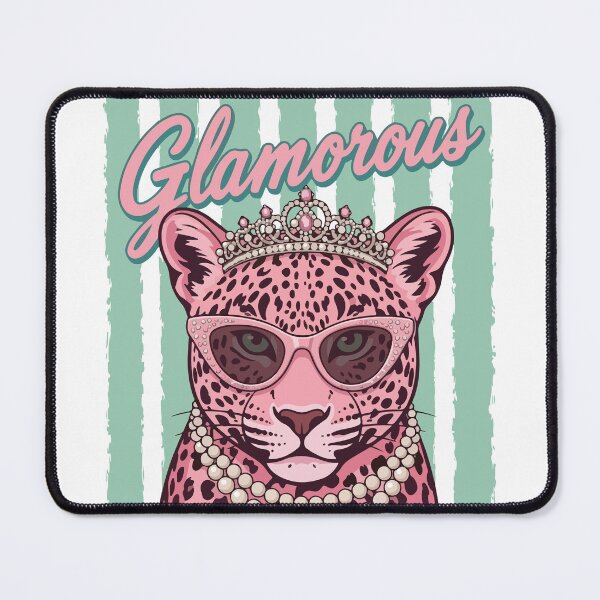 Item preview, Glamorous Pink Leopard with Crown and Sunglasses Vintage Art designed and sold by BrownHorse90s.