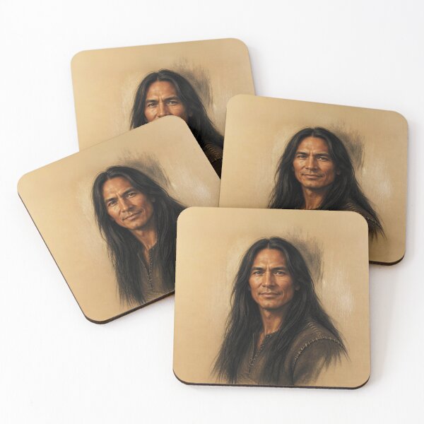 Item preview, Charcoal and Pastel Portrait of a Native Ametican Man designed and sold by Lucia Amaris Art.